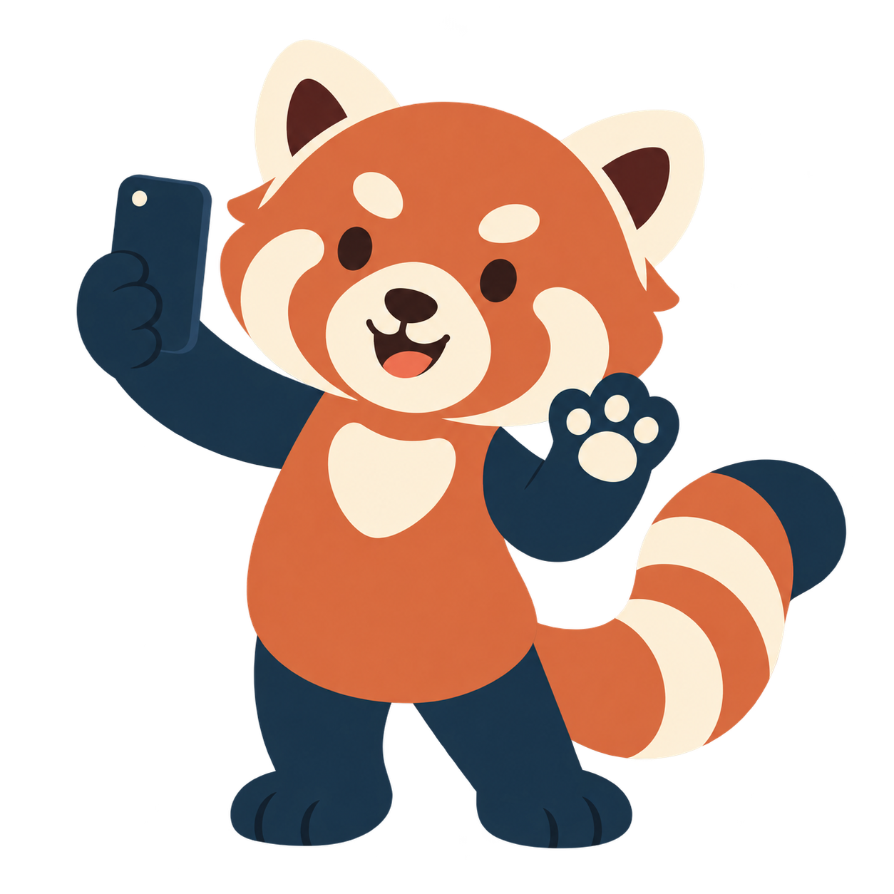 Wondobi red panda creating with a phone